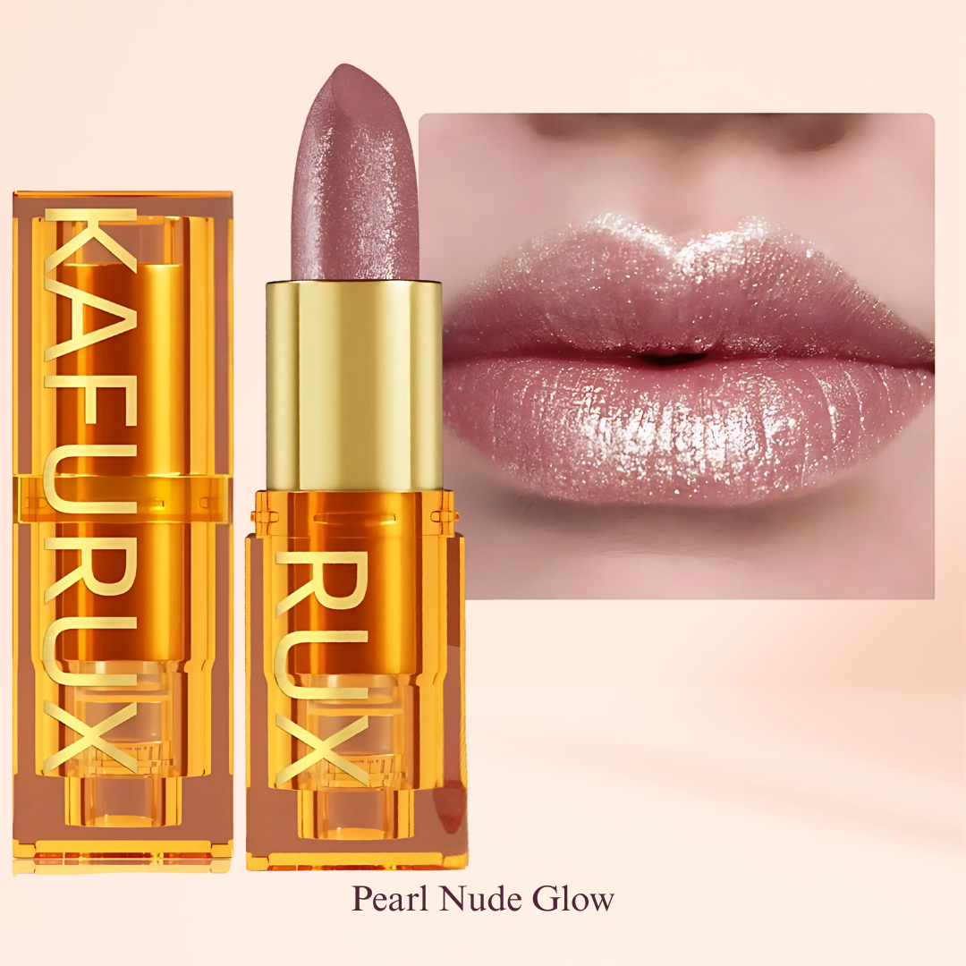 Pearl Nude Glow Lipstick with Soft Sheer Finish – KAFURUX Moisturizing High-Pigment Lipstick for Women – Long-Lasting, Non-Transfer – USA UK Europe
