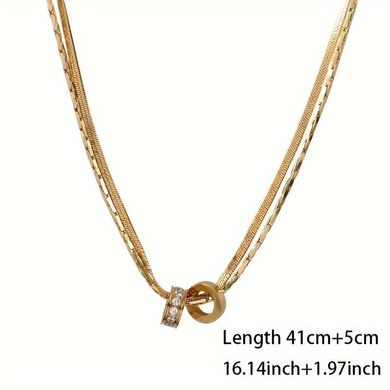 Elegante collar de doble clavícula de plata de ley 925