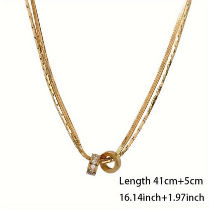 Elegante collar de doble clavícula de plata de ley 925