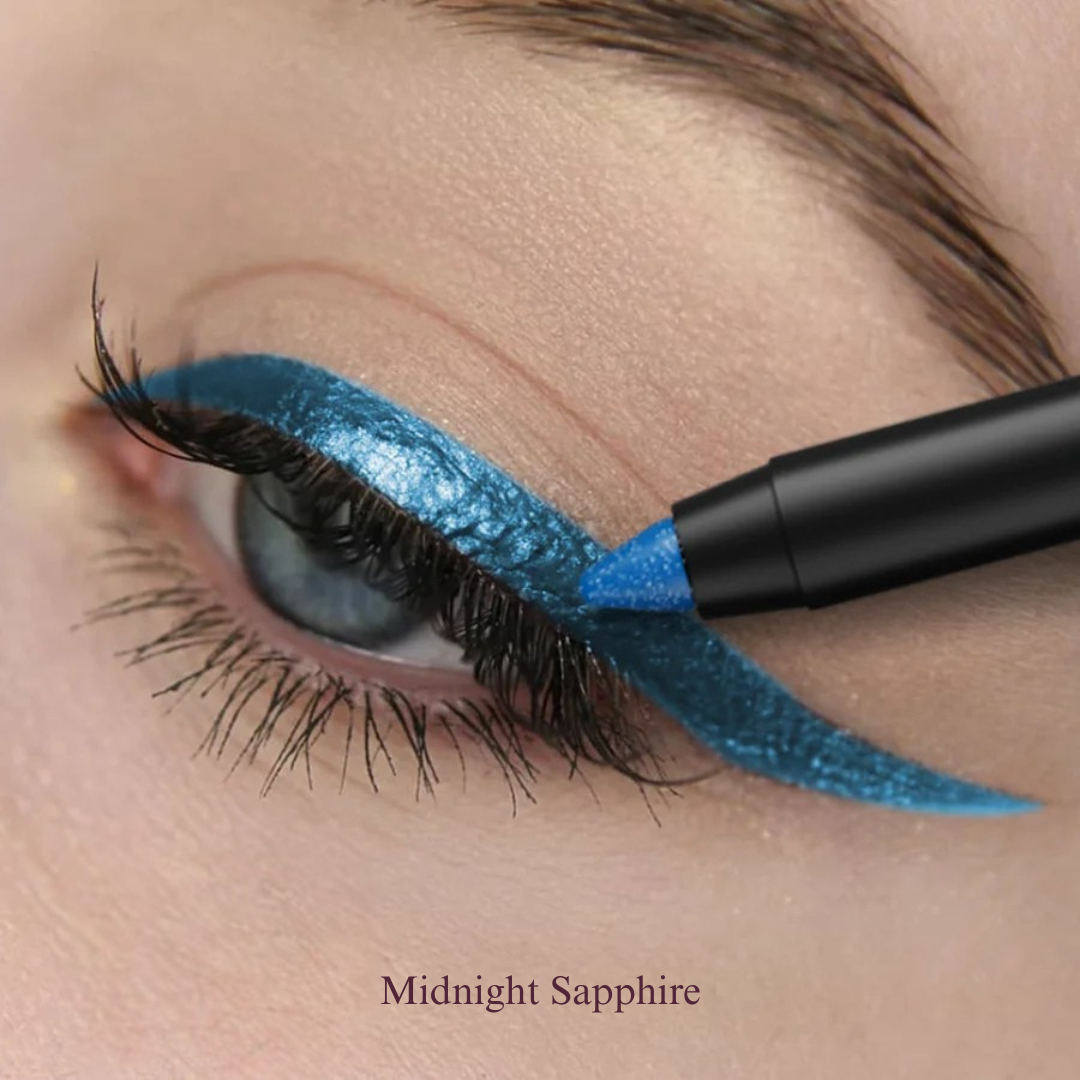 KAFURUX High‑Pigment Waterproof Eyeliner Pen – Pearly & Metallic Smokey in 10 Vibrant Shades (1 pc) - KAFURUX Midnight