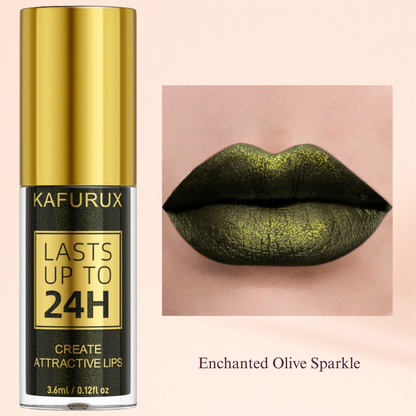 KAFURUX Bold Metallic Pearlescent Lip Glaze – Waterproof Long‑Lasting Glitter Lip Tint in 14 Shades (1 pc) - KAFURUX