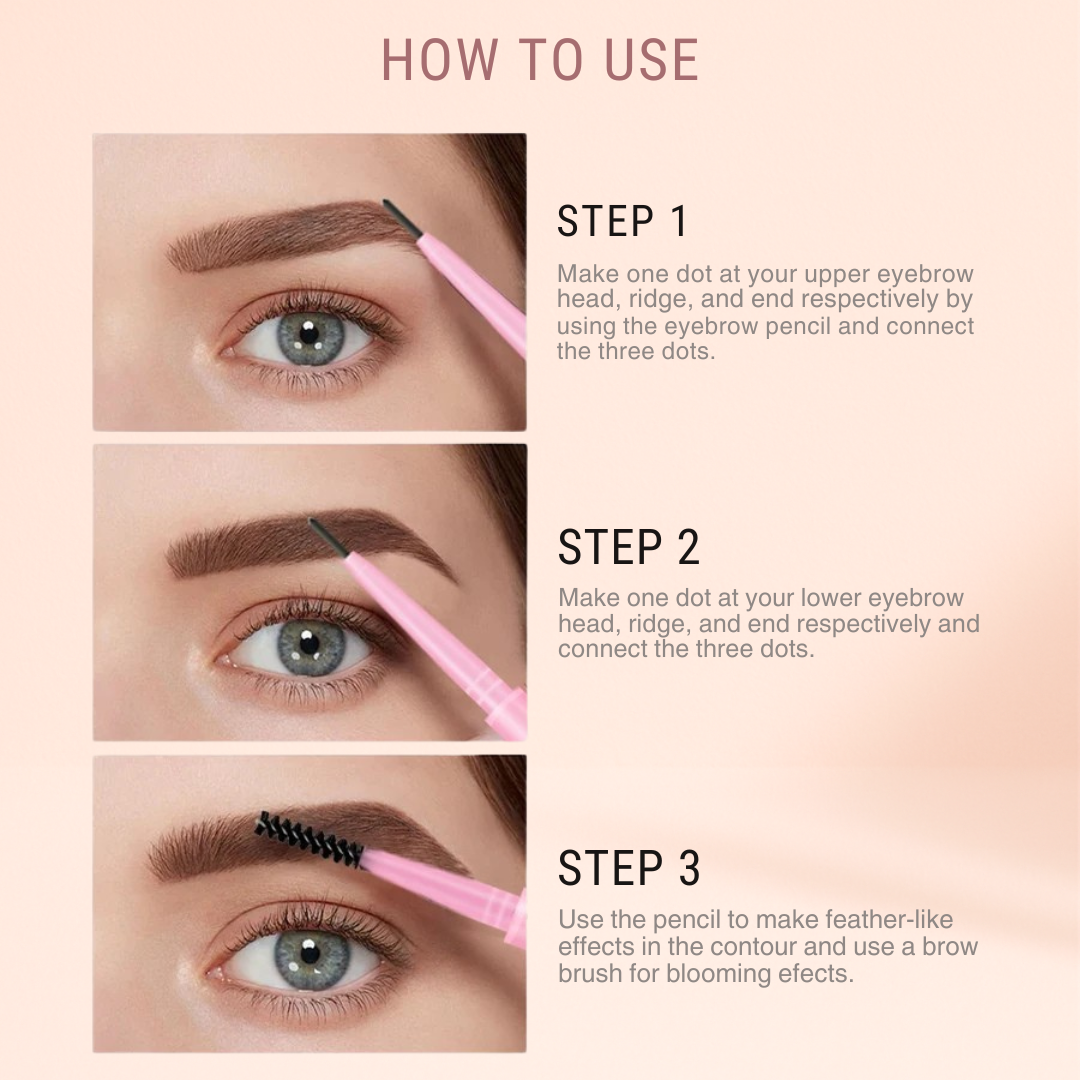 1pc KAFURUX Ultra‑Fine Double‑Head Rotatable Eyebrow Pen with Brush – Waterproof Wild Brow Pencil (6 Shade Variants)