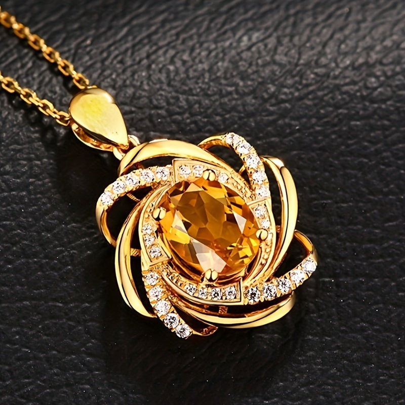 Elegante collar con colgante de flor brillante