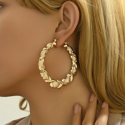 Pendientes de aro con diseño de hojas doradas estilo bohemio chic