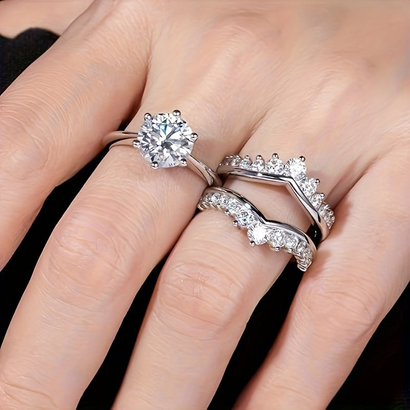Promesa Radiante: Anillo de compromiso de moissanita de 3 quilates en plata de ley S925