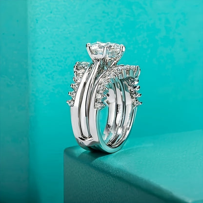 Promesa Radiante: Anillo de compromiso de moissanita de 3 quilates en plata de ley S925