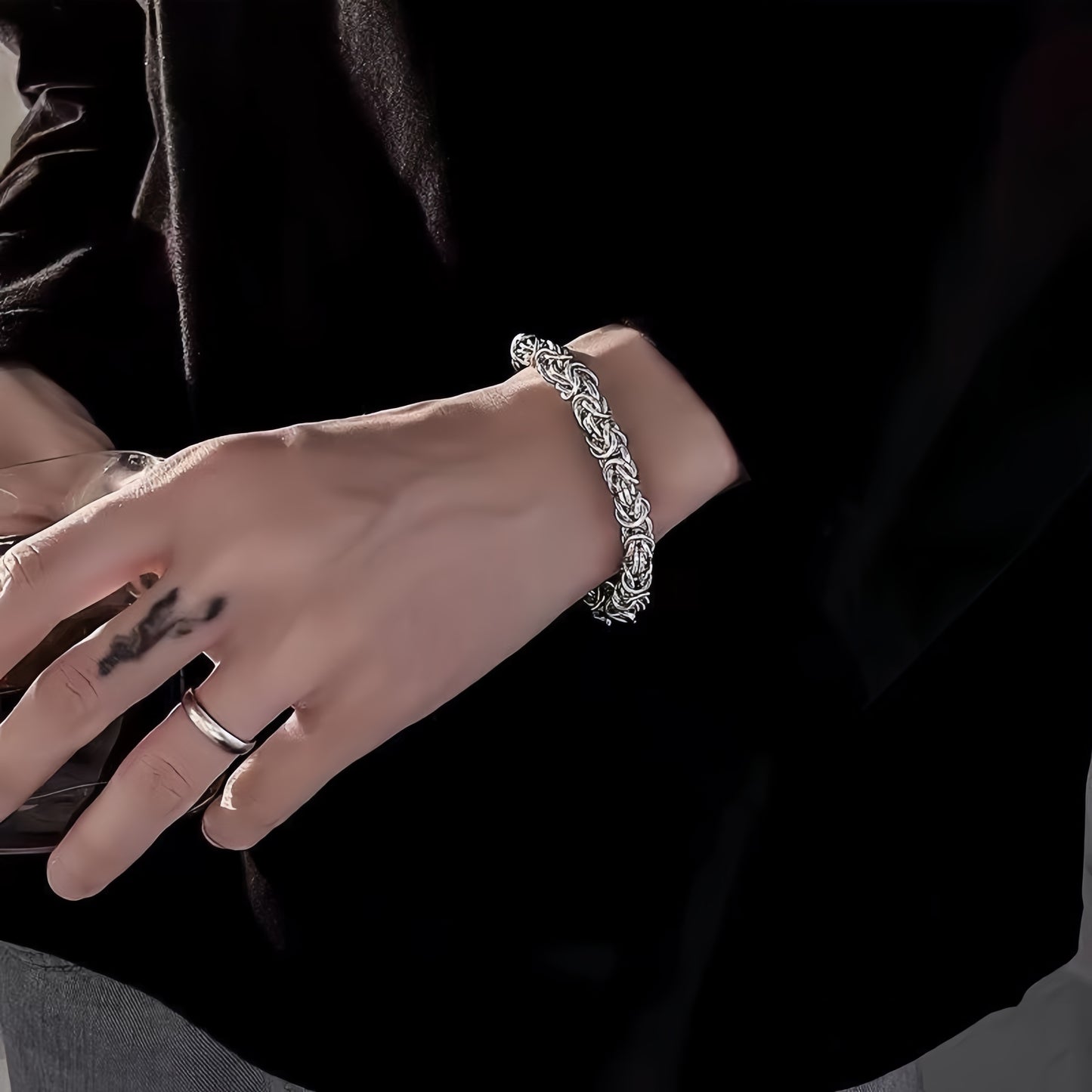 Pulsera de hueso de dragón en plata esterlina italiana S925 hecha a mano