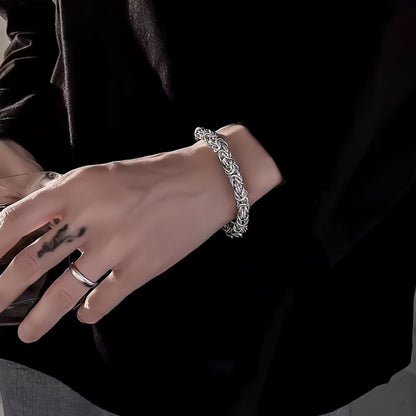 Pulsera de hueso de dragón en plata esterlina italiana S925 hecha a mano