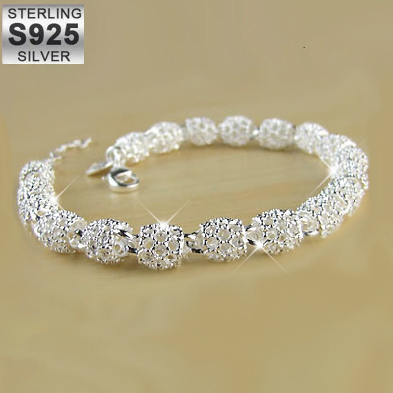 Elegante pulsera de cuentas huecas en plata de ley 925