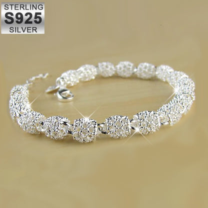 Elegante pulsera de cuentas huecas en plata de ley 925