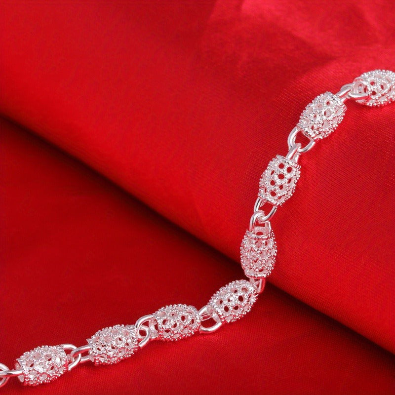 Elegante pulsera de cuentas huecas en plata de ley 925