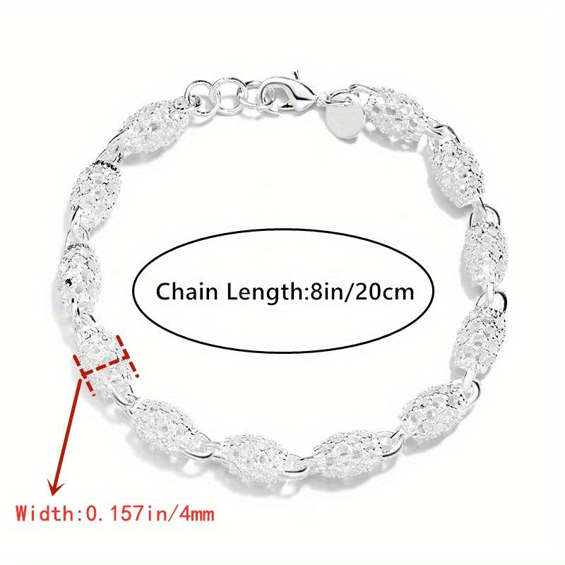 Elegante pulsera de cuentas huecas en plata de ley 925