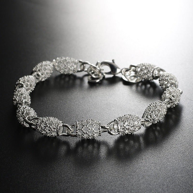 Elegante pulsera de cuentas huecas en plata de ley 925