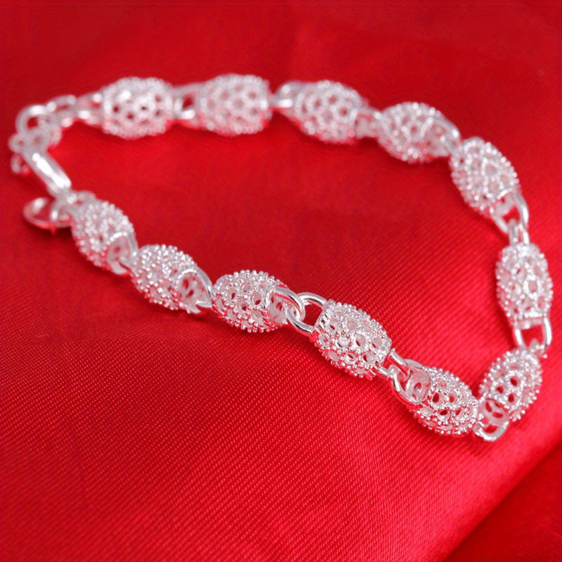 Elegante pulsera de cuentas huecas en plata de ley 925