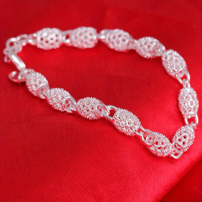 Elegante pulsera de cuentas huecas en plata de ley 925