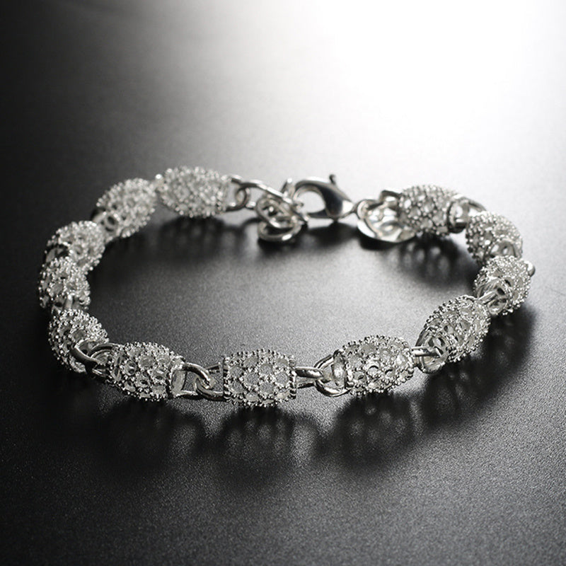 Elegante pulsera de cuentas huecas en plata de ley 925
