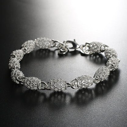 Elegante pulsera de cuentas huecas en plata de ley 925