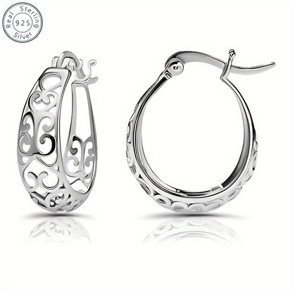 Elegancia Bohemia: Pendientes de Aro Ahuecados de Plata 925