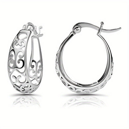 Elegancia Bohemia: Pendientes de Aro Ahuecados de Plata 925