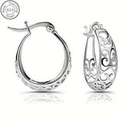 Elegancia Bohemia: Pendientes de Aro Ahuecados de Plata 925