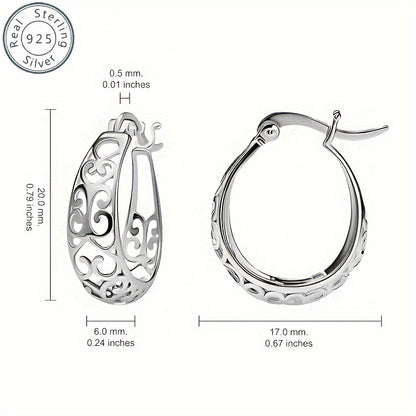 Elegancia Bohemia: Pendientes de Aro Ahuecados de Plata 925