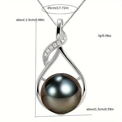 Collar de plata esterlina con perla negra de Tahití