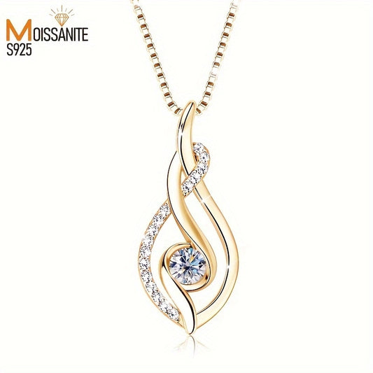 Exquisito collar con colgante de moissanita bañado en oro de 18 quilates