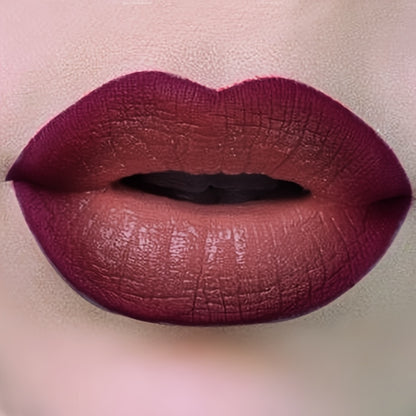 [1pc Waterproof Dual-Tone Lipstick] 1pc KAFURUX Dual-Tone Matte Lipstick, Waterproof Creamy Formula, All Skin Types, Brown & Red Shades, Beginner-Friendly