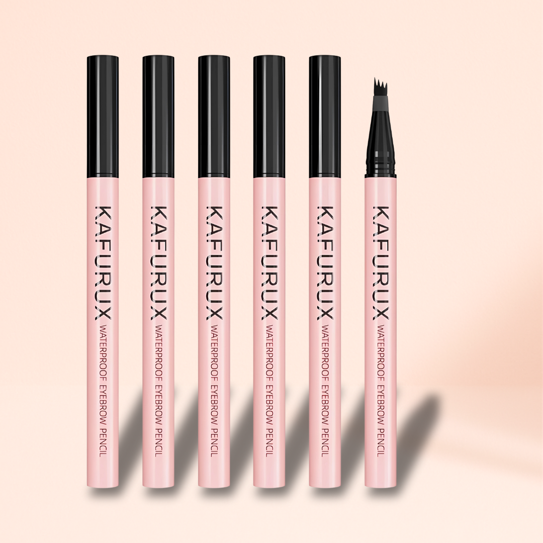 KAFURUX Waterproof 4‑Split Tip Eyebrow Pen – Long‑Lasting Liquid Brow Pencil in 5 Brown & Black Shades (1 pc)