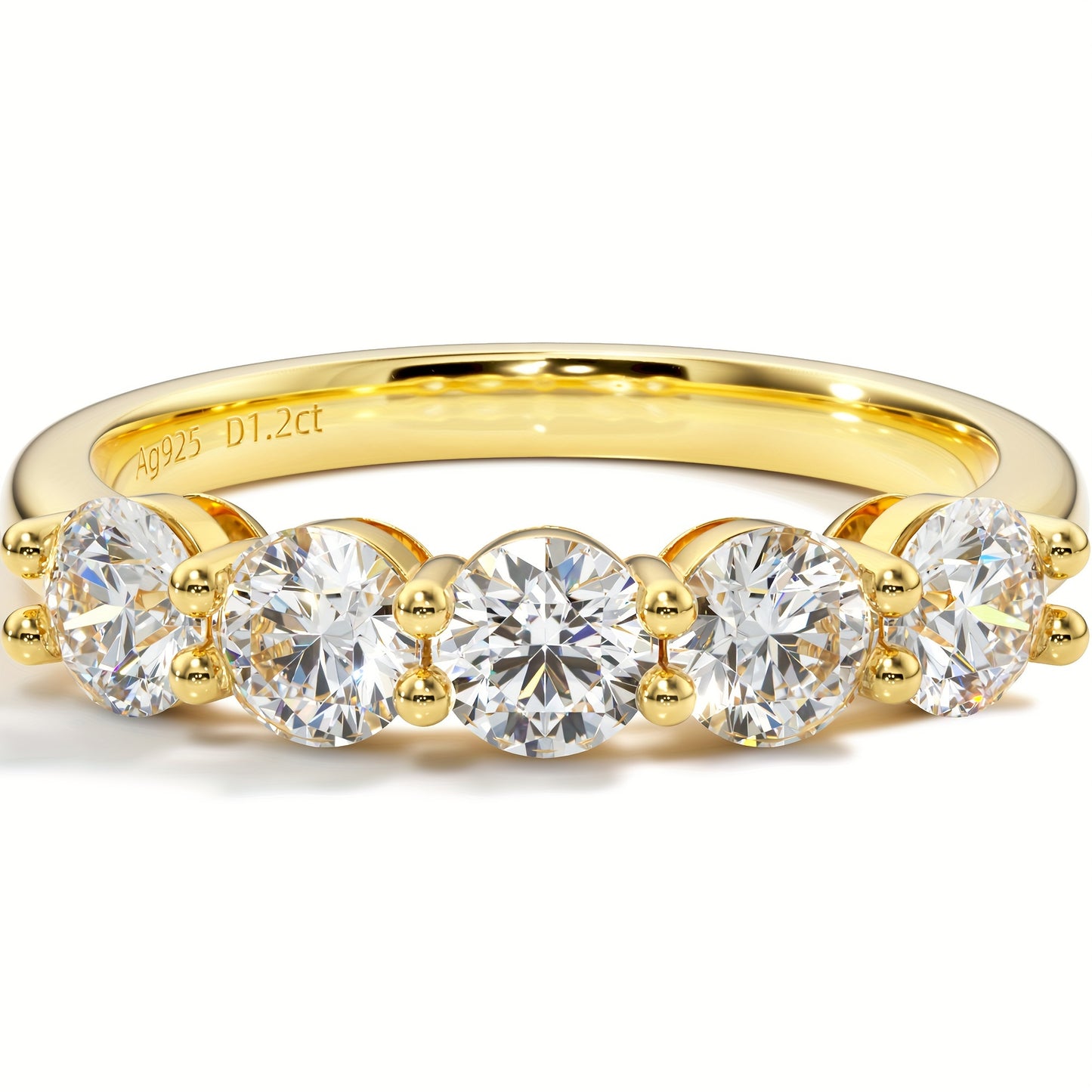 5-Stone Moissanite Wedding Band – 4mm VVS1 Clarity