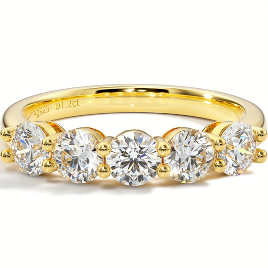 5-Stone Moissanite Wedding Band – 4mm VVS1 Clarity