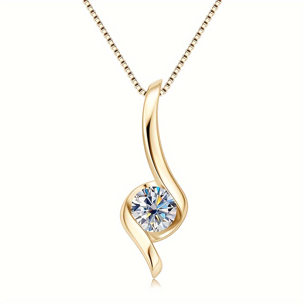 Collar de plata de ley S925 con moissanita de 1 quilate