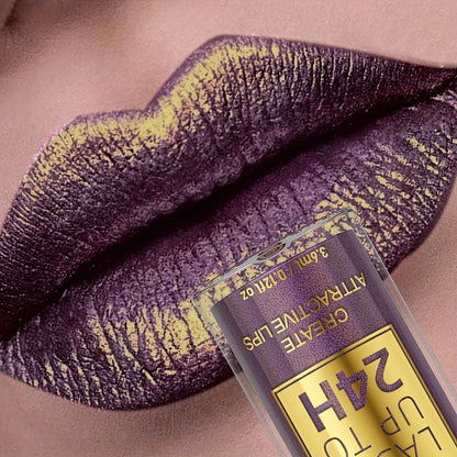 [Waterproof Lip Gloss] KAFURUX 1pc 24H Long-Lasting Waterproof Lip Gloss | Shimmer Finish, Easy to Apply, All Skin Types, Purple Tone, Portable Travel Makeup