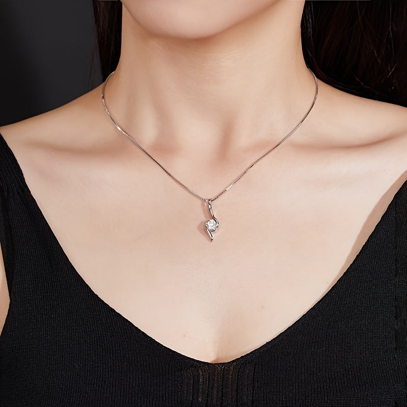 Collar de plata de ley S925 con moissanita de 1 quilate