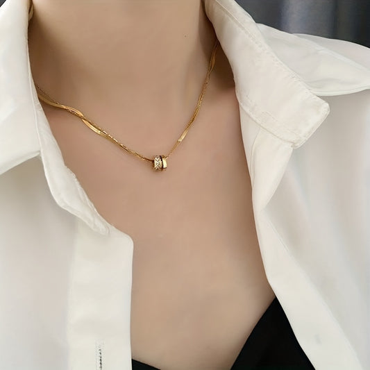 Elegante collar de doble clavícula de plata de ley 925