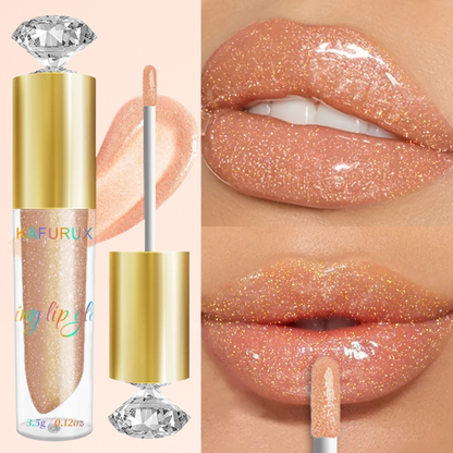 KAFURUX Moisturizing Diamond Shimmer Lip Gloss – Sparkling Pearl-Glam Liquid Lipstick in 9 Glitter Shades (1 pc)