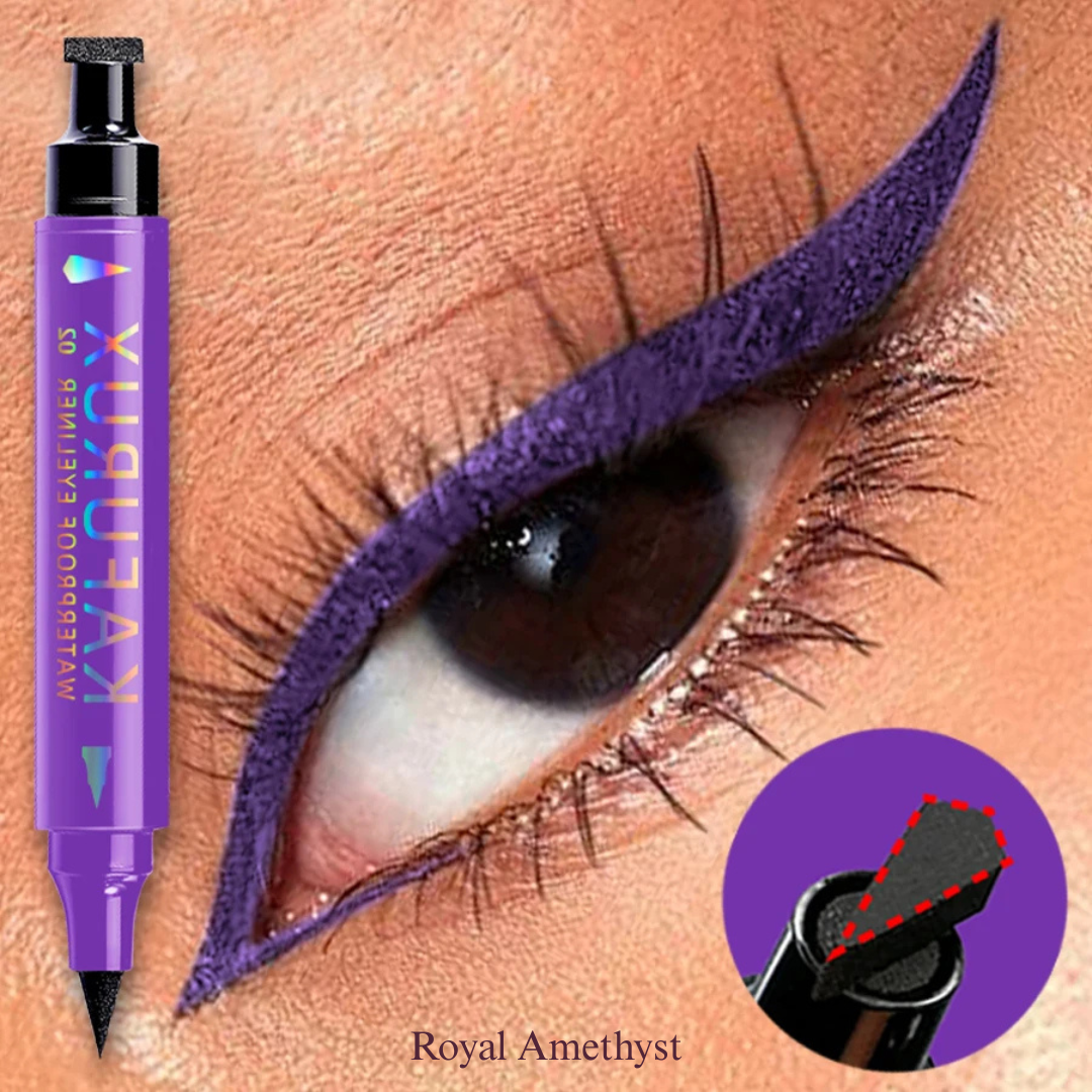 KAFURUX Dual‑Ended Stamp Eyeliner Pen – Smudge‑Proof Quick‑Dry in 3 Black Purple & Blue Shades (1 pc) - KAFURUX Royal