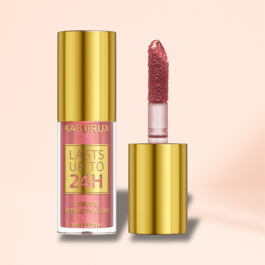 KAFURUX Bold Metallic Pearlescent Lip Glaze – Waterproof Long‑Lasting Glitter Lip Tint in 14 Shades (1 pc)