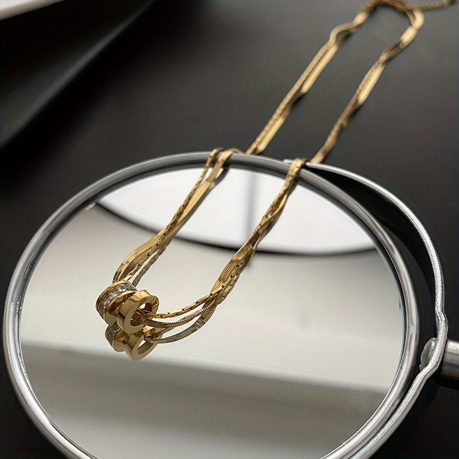Elegante collar de doble clavícula de plata de ley 925