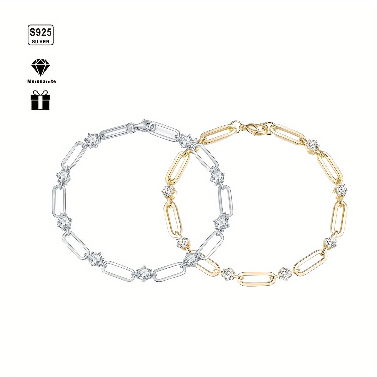 Shimmering moissanite stones reflecting light in premium silver setting