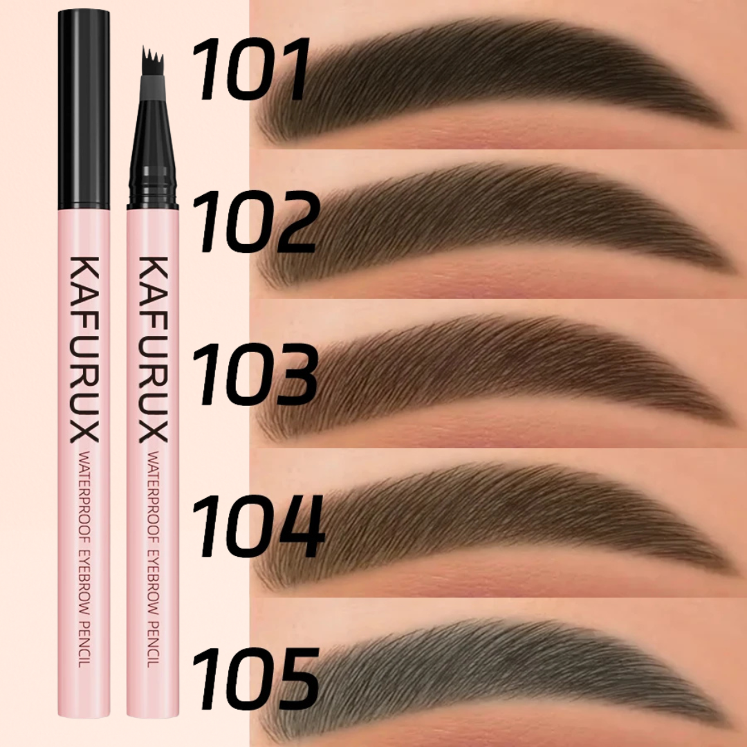 KAFURUX Waterproof 4‑Split Tip Eyebrow Pen – Long‑Lasting Liquid Brow Pencil in 5 Brown & Black Shades (1 pc)