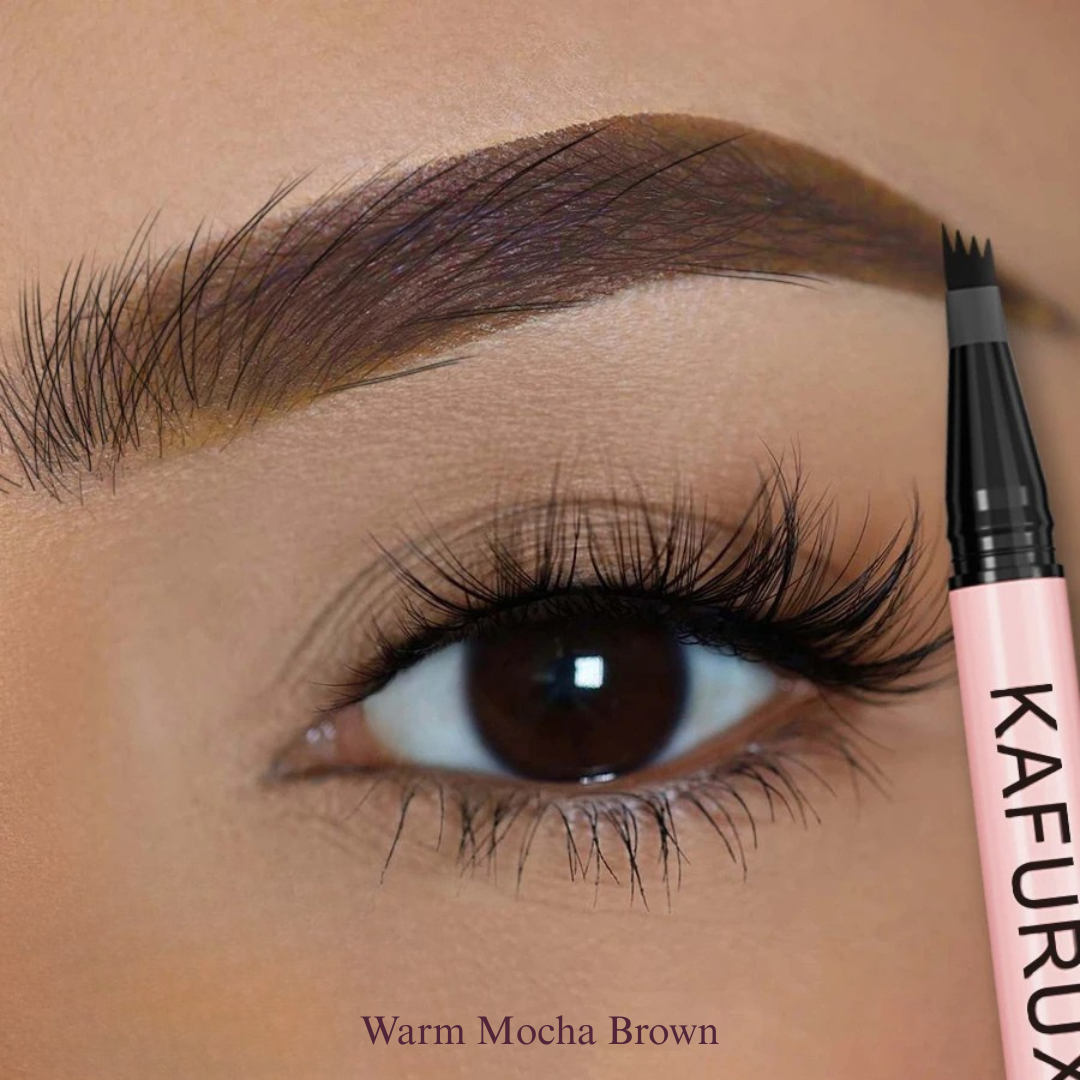 KAFURUX Waterproof 4‑Split Tip Eyebrow Pen – Long‑Lasting Liquid Brow Pencil in 5 Brown & Black Shades (1 pc) - KAFURUX