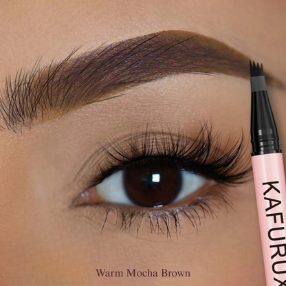 KAFURUX Waterproof 4‑Split Tip Eyebrow Pen – Long‑Lasting Liquid Brow Pencil in 5 Brown & Black Shades (1 pc) - KAFURUX