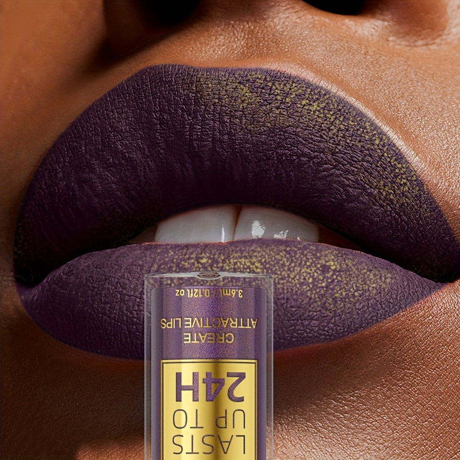[Waterproof Lip Gloss] KAFURUX 1pc 24H Long-Lasting Waterproof Lip Gloss | Shimmer Finish, Easy to Apply, All Skin Types, Purple Tone, Portable Travel Makeup