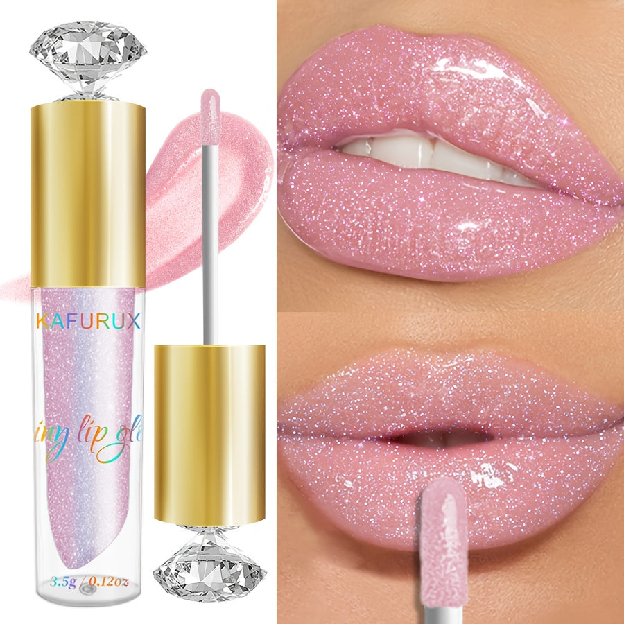 KAFURIX Waterproof Pink 1pc Lip Glaze - Glossy Finish, Sparkle Shine, Long-Lasting, Non-Sticky Paste for All Skin Types, Easy Application
