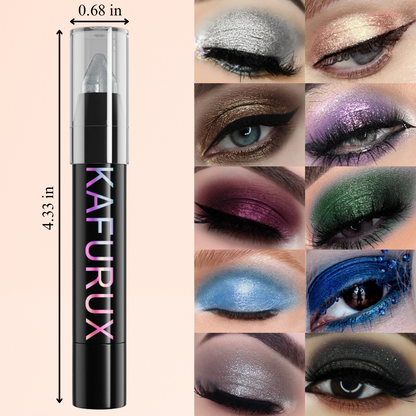KAFURUX Metallic Glitter Eyeshadow Pen – Waterproof Highlighter Pencil in 19 Smoky & Green Shades (1pc)
