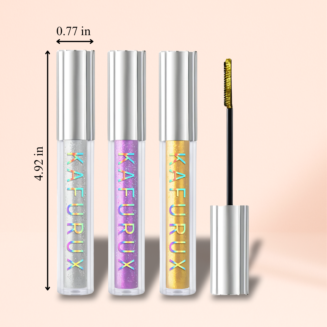 KAFURUX 1pc Diamond Shine Waterproof Volume Mascara – Glitter Snow Effect Waterproof Curl & Volume Mascara in 4
