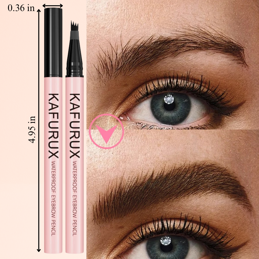KAFURUX Waterproof 4‑Split Tip Eyebrow Pen – Long‑Lasting Liquid Brow Pencil in 5 Brown & Black Shades (1 pc)