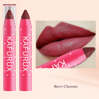 KAFURUX Matte Lipstick Pencil – Waterproof Long‑Lasting Lip Stain Tint in 15 Nude & Red Shades (1 pc) - KAFURUX Berry