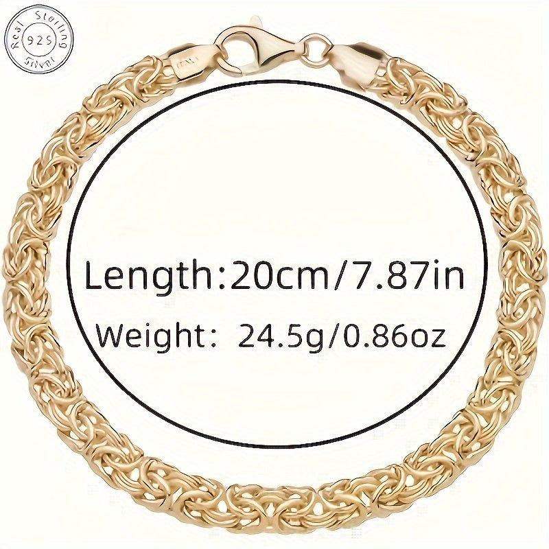 Pulsera italiana de plata de ley 925 bañada en oro de 18 quilates